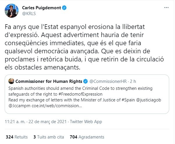 puigdemont consejo europa derechos humanos