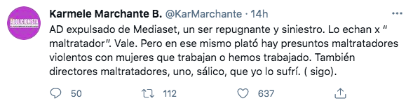 Karmele Marchante en su cuenta de Twitter