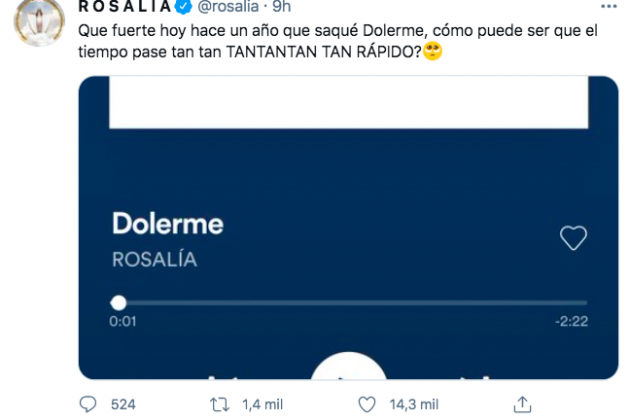 Rosalia en su cuenta de Twitter
