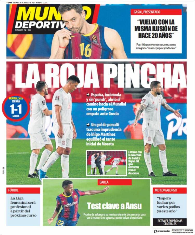 Mundo Deportivo Llevada|Traída 26 03 2021