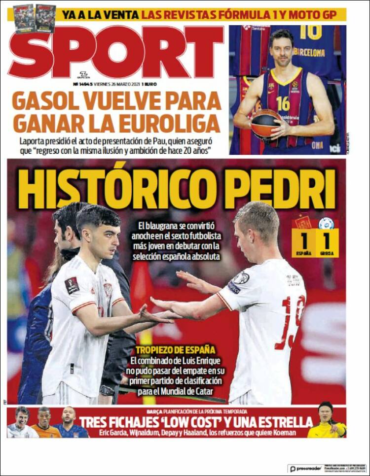 Sport Portada 26 03 2021