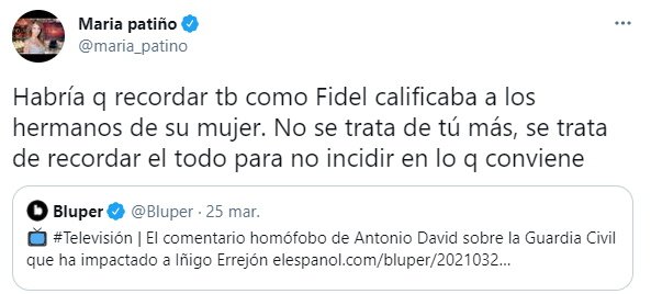 tuit María Patiño sobre Fidel Albiac