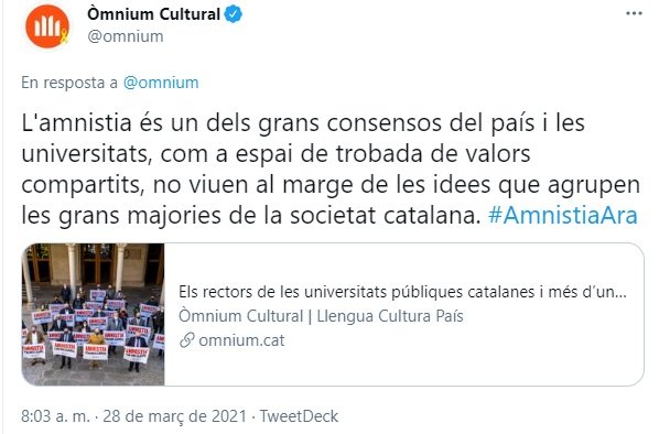 TUIT Omnium universidades amnistía