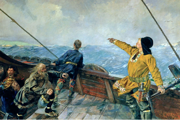 Representació moderna del barco de Leif Erikson, obra de Cristian Koghn (1893). Fuente Galería Nacional de Oslo