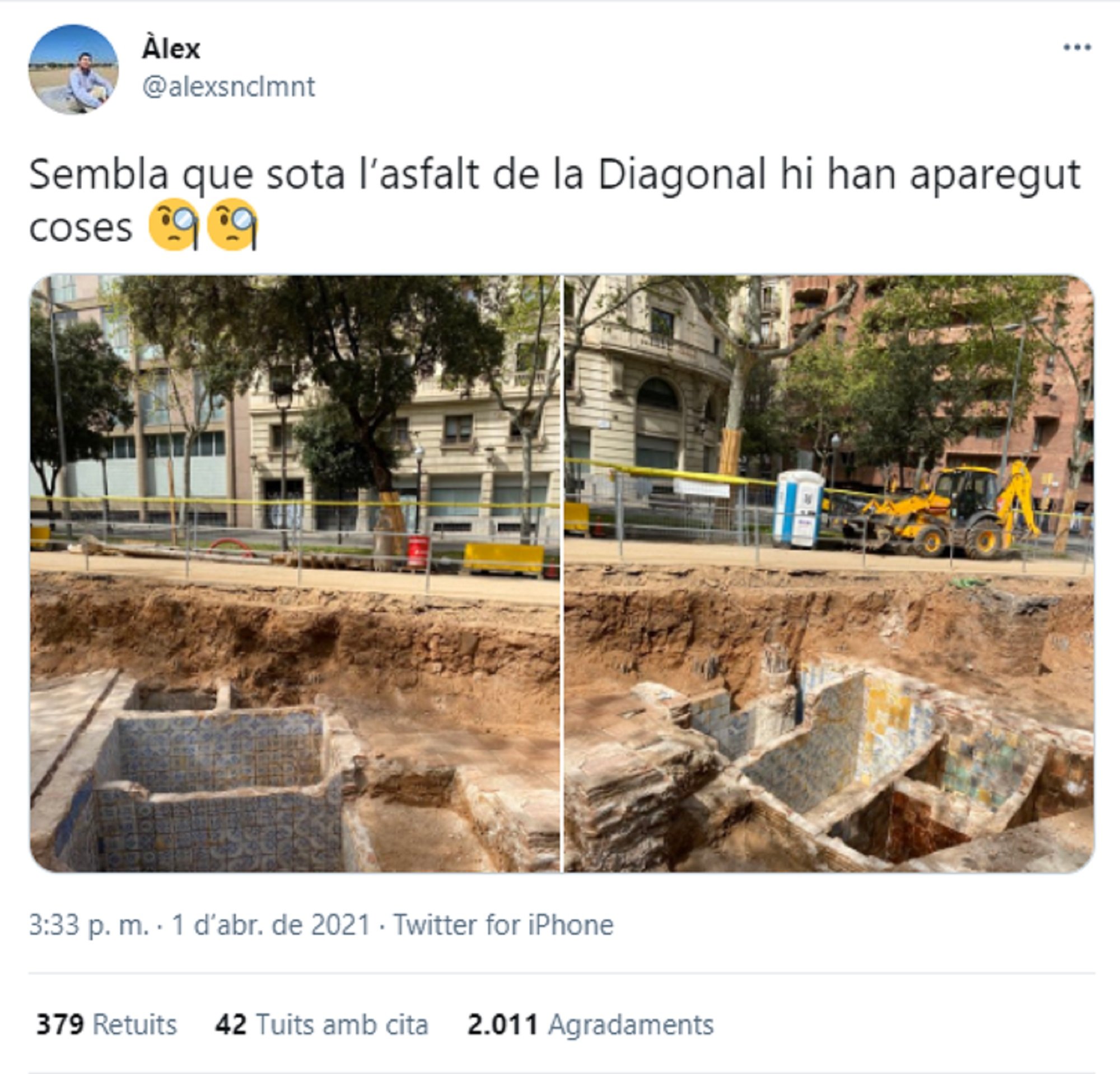 TUIT @alexsnclmnt Restos arqueologicos Diagonal