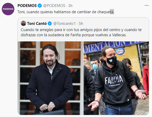 Gaseoso Ver internet intencional Cantó carga contra los "disfraces" de Iglesias y Podemos le da un zasca
