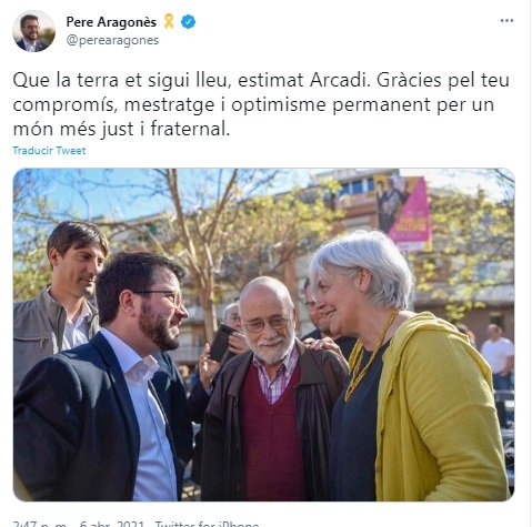 Pere Aragones Arcadi TUIT