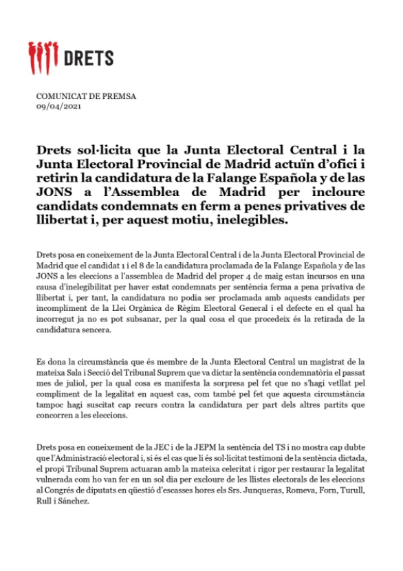 DERECHOS DENUNCIA JEC MADRID CASO BLANQUERNA @DretsCat