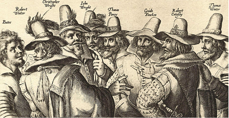 Gravat coetani dels membres del Complot de la Pólvora (principis del segle XVII). Font Natrional Portrait Gallery. Londres