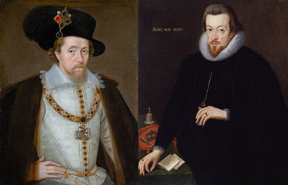 Jaume I d'Anglaterra i Robert Cecil. Font Scottish National Gallery, Edimburg  i Natrional Portrait Gallery, Londres