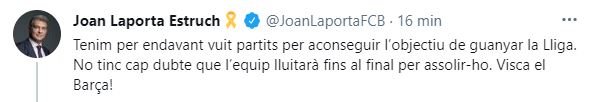 Laporta Clásico Real Madrid Barça català TUIT