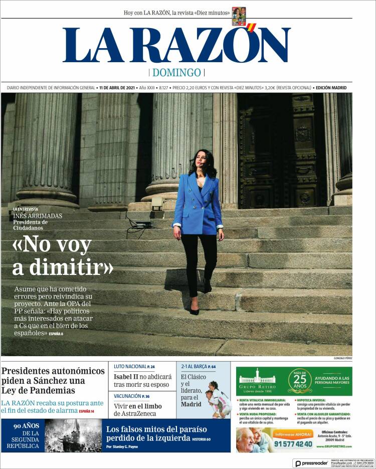 larazon llevada|traída 11 abril