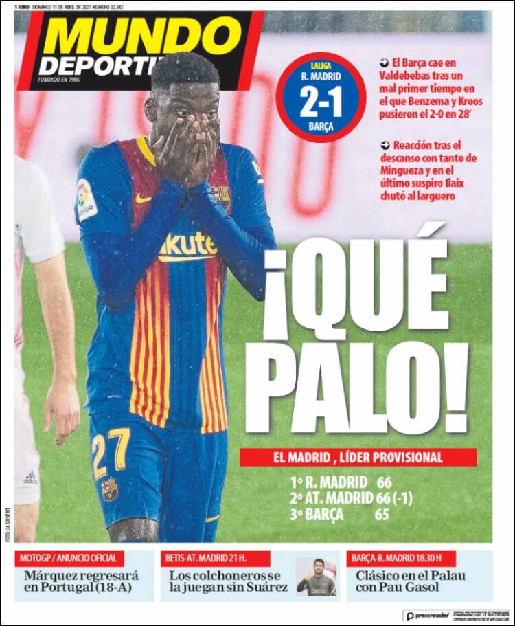 Mundo Deportivo Llevada|Traída 11 04 2021