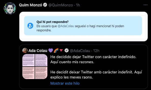 Tuit Quimo Monzó adiós Colau twitter 2