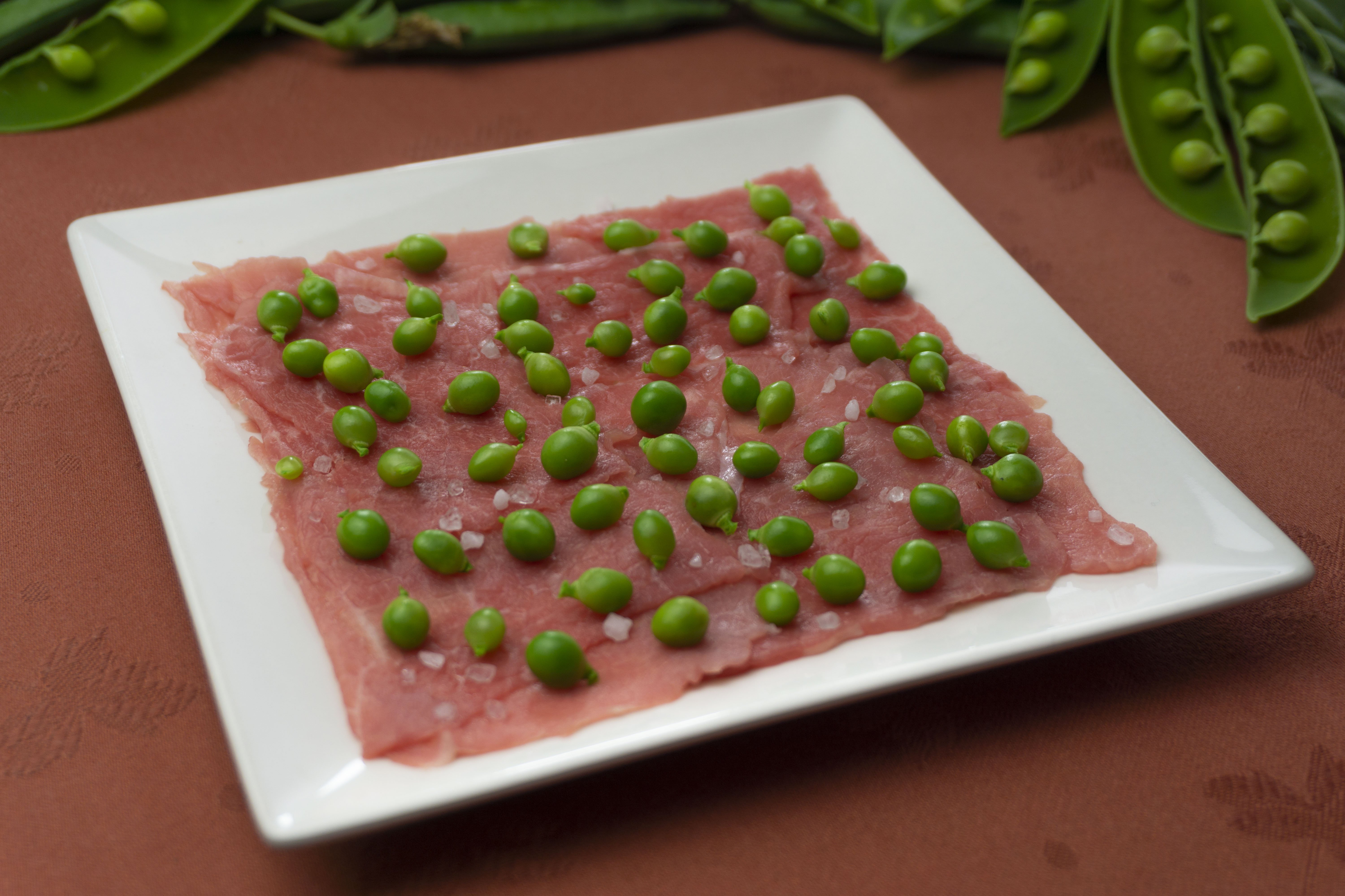 Carpaccio con guisantes