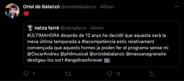 tuit Oriol de Balanzó sobre adéu Natza Farré
