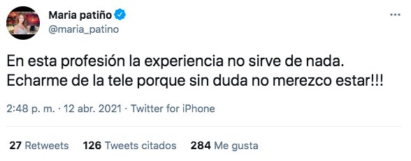 María Patiño en Twitter