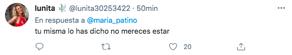 Cuenta de Twitter de María Patiño