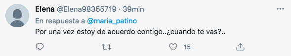 Cuenta de Twitter de María Patiño