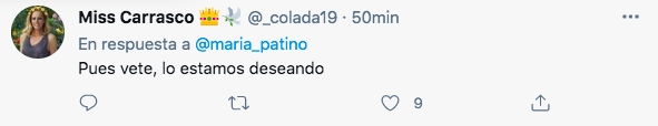 Cuenta de Twitter de María Patiño