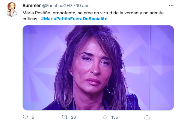 Usuarios de Twitter contra María Patiño