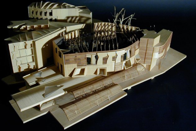 Maqueta Parlament d'Escòcia, Edimburg. Cortesia Fundació Enric Miralles 