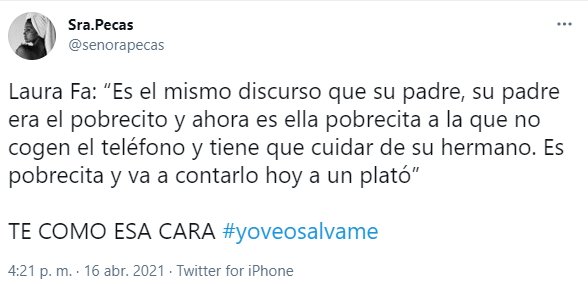 tuit sobre Laura Fa y Rocío Flores