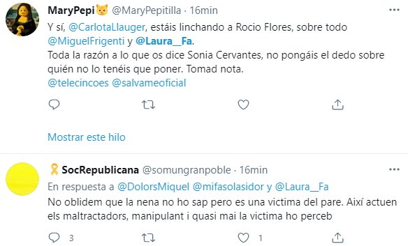 tuit sobre Laura Fa y Rocío Flores 3