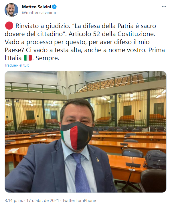 Matteo Salvini Enjuicado miedo lo caso Open Arms