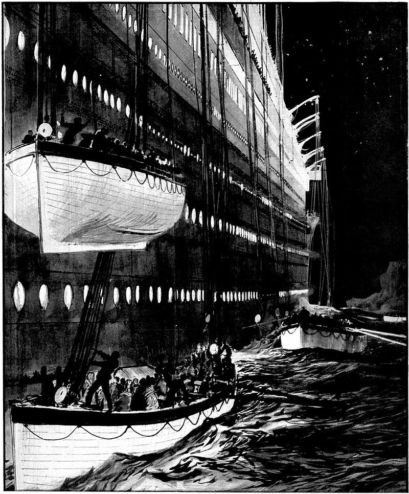 Il·lustració de la evacuació del Titanic, obra de Charles Dixon (1912). Font The Graphic
