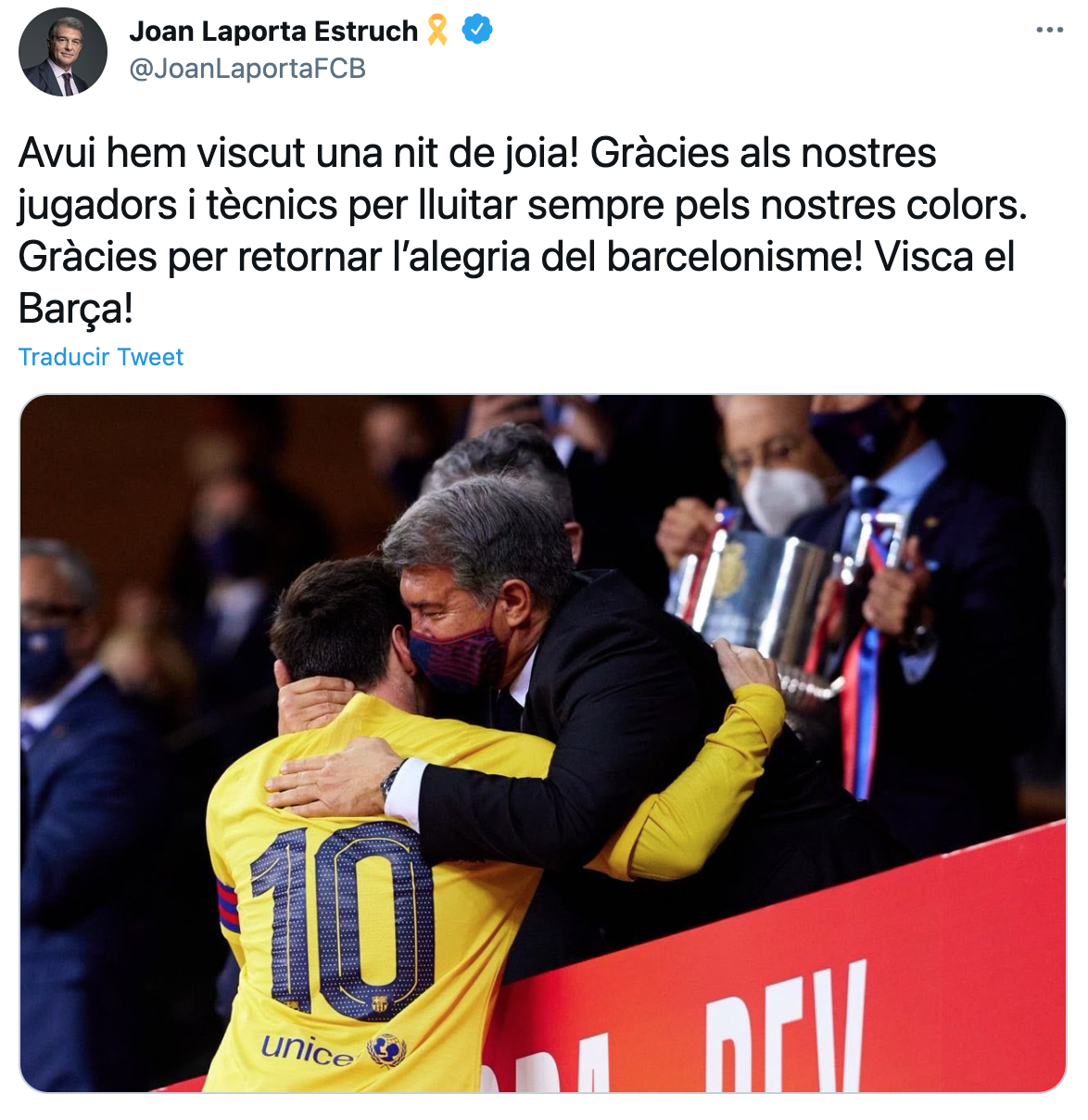 TUIT Laporta Messi Copa Barca