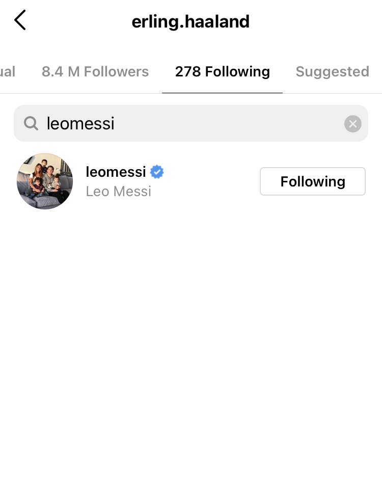 Haaland instagram Messi