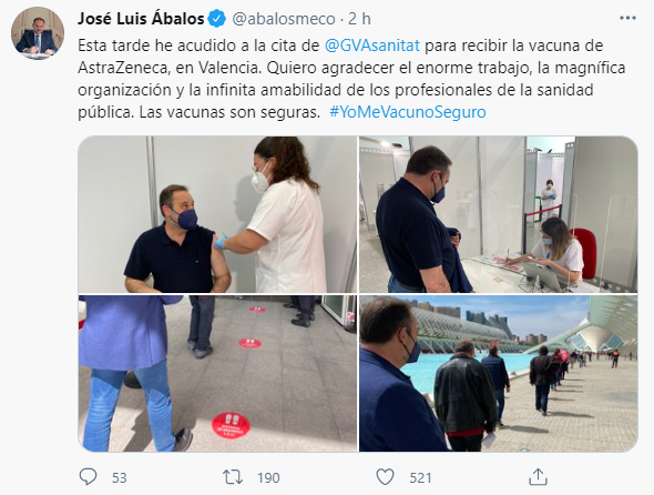 TUIT Jose Luis Abalos vacunacion