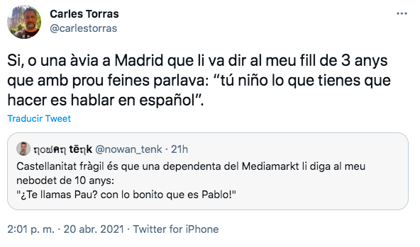 Cuenta de Twitter de Carles Torras