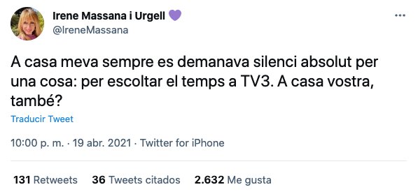 tuit sobre el tiempo de TV3