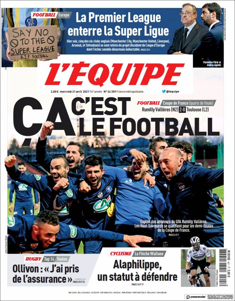 El Équipe Portada 21 04 2021