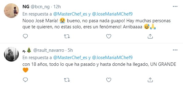 tuits José María expulsado de Masterchef 4