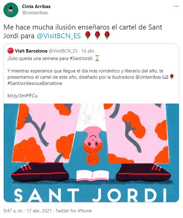 tuit diseñadora Cinta Arribas cartel Sant Jordi Visit Barcelona