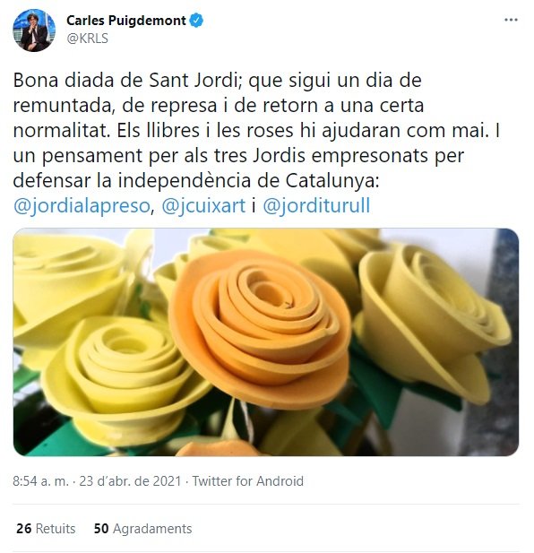 TUIT Puigdemont Sant Jordi
