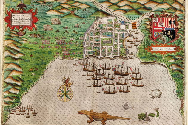 Plànol de Santo Domingo (1589), obra de Giovanni Boazio. Font Library of Congres. Washington Plànol de Santo Domingo (1589), obra de Giovanni Boazio. Font Library of Congres. Washington