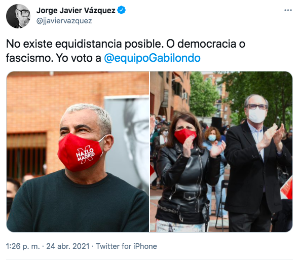 Cuenta de Twitter Jorge Javier Vázquez