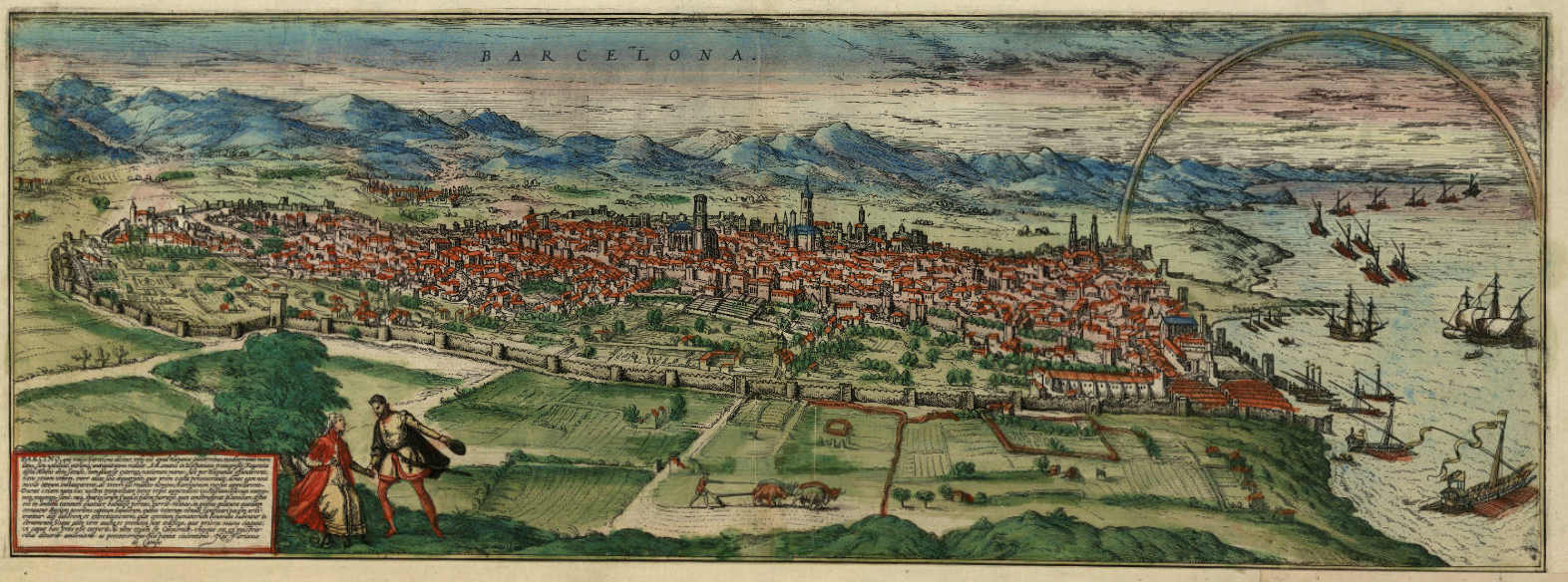 Grabado de Barcelona a principios del siglo XVI. Fuente Cartoteca de Catalunya