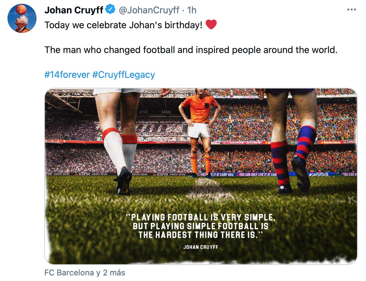 TUIT Johan Cruyff cumpleanos