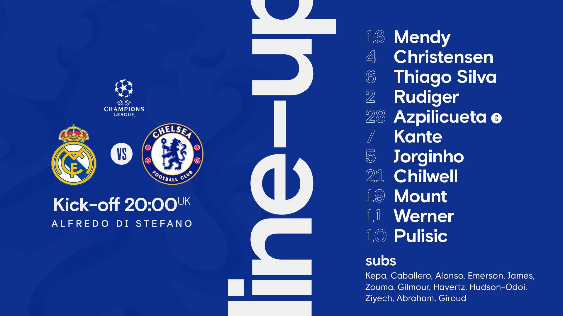 Alineacion Chelsea Champions