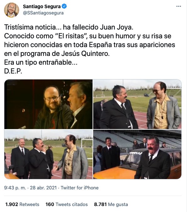 Santiago Segura tuit muerte Risitas