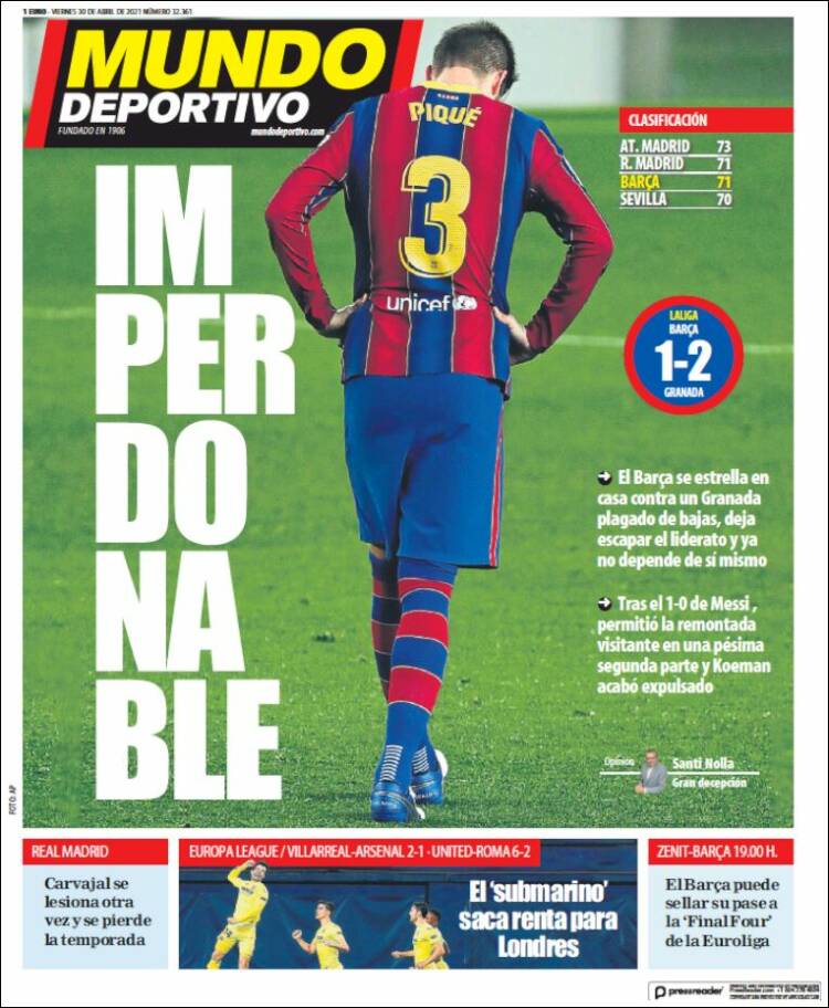 Mundo Deportivo Portada 30 04 2021