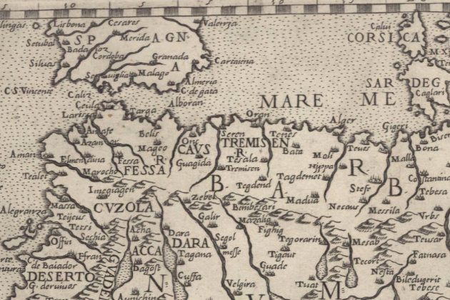 Fragmento de un mapa de África (1562), obra del cartograf Paolo Forlani. Fuente Bibliothèque Nationale de France