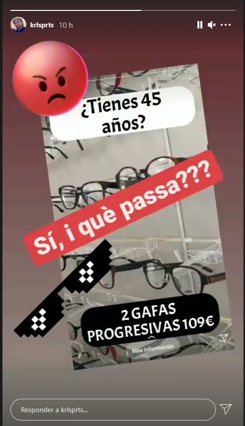 anuncio gafas queja Carles Prats @krlsprts