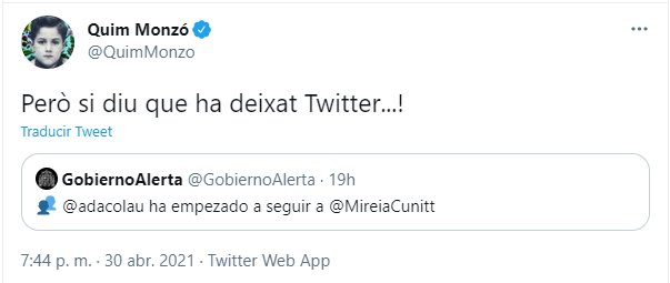 Tuit Quim Monzó cuenta Twitter Ada Colau