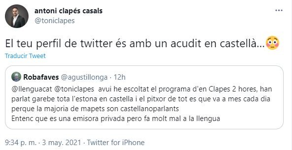 respuesta clapas tuit castella